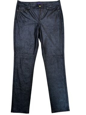 NYDJ Black Faux Leather Skinny Pants Womens 12 Lift Tuck Coated Denim